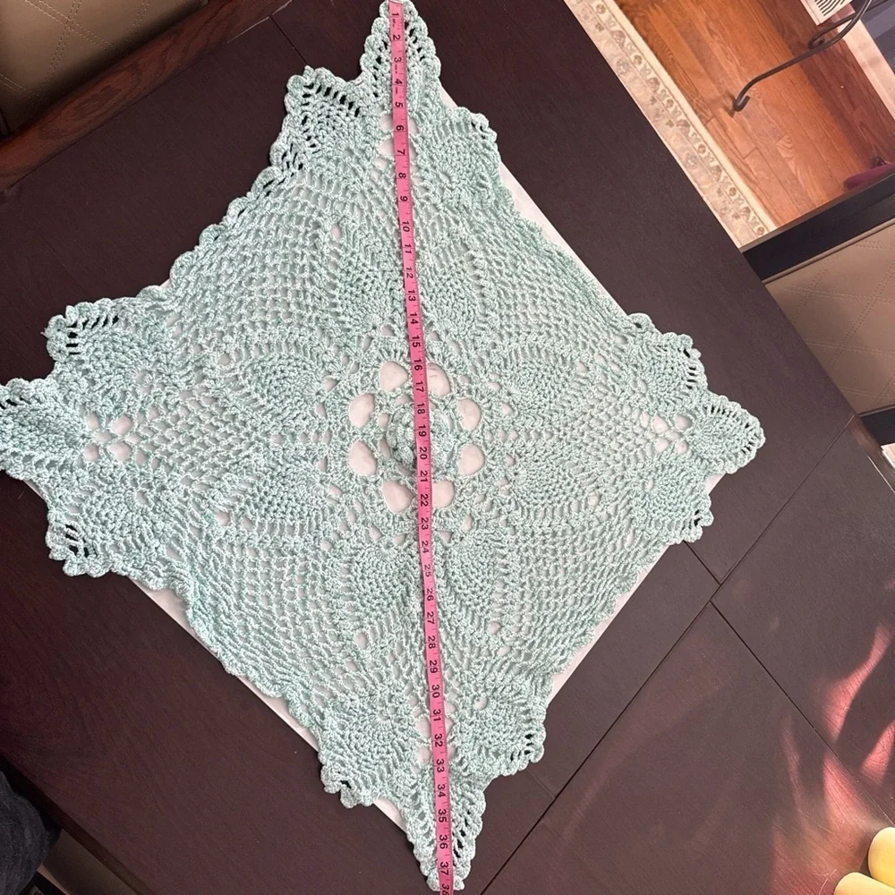 Vintage Robins Egg Blue Crochet Decorative Home Decor Textile